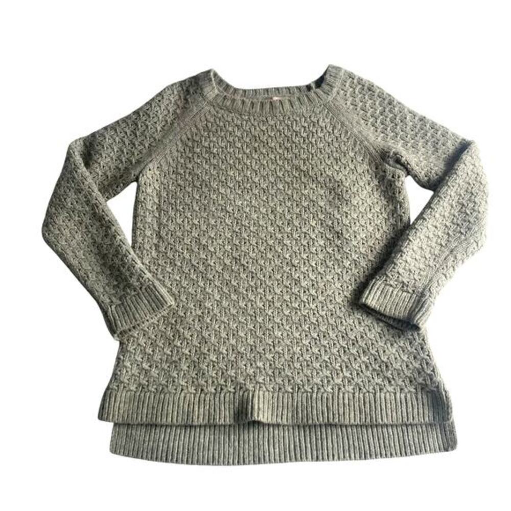 Banana Republic Star Stitch Sweater Women L Gray Crew Pullover Alpaca Wool Blend - Picture 2 of 9